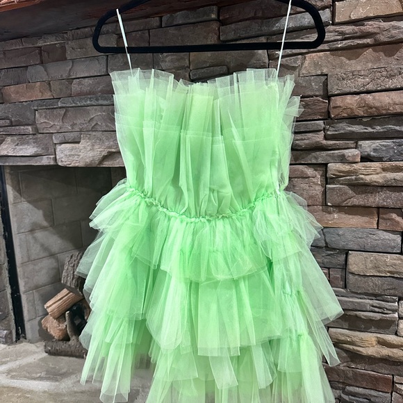 Mable Apple Green Ruffle Strapless Dress - Picture 2 of 6